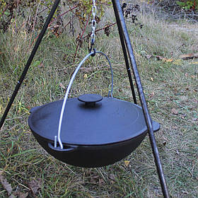 Казан татарський чавунний 12 л з триногою на розбірних ніжках. Казан для багаття, пікніка. Чавунний посуд