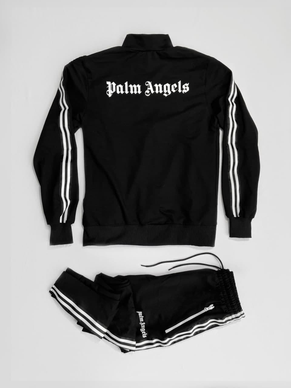 Чоловічий спортивний костюм двонитка Palm Angels — чорний LIGHT049 класний комплект на змійці top