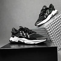 Мужские кроссовки Adidas Ozweego (чёрные с белым) спортивные дышащие весенние кроссы О10342 cross