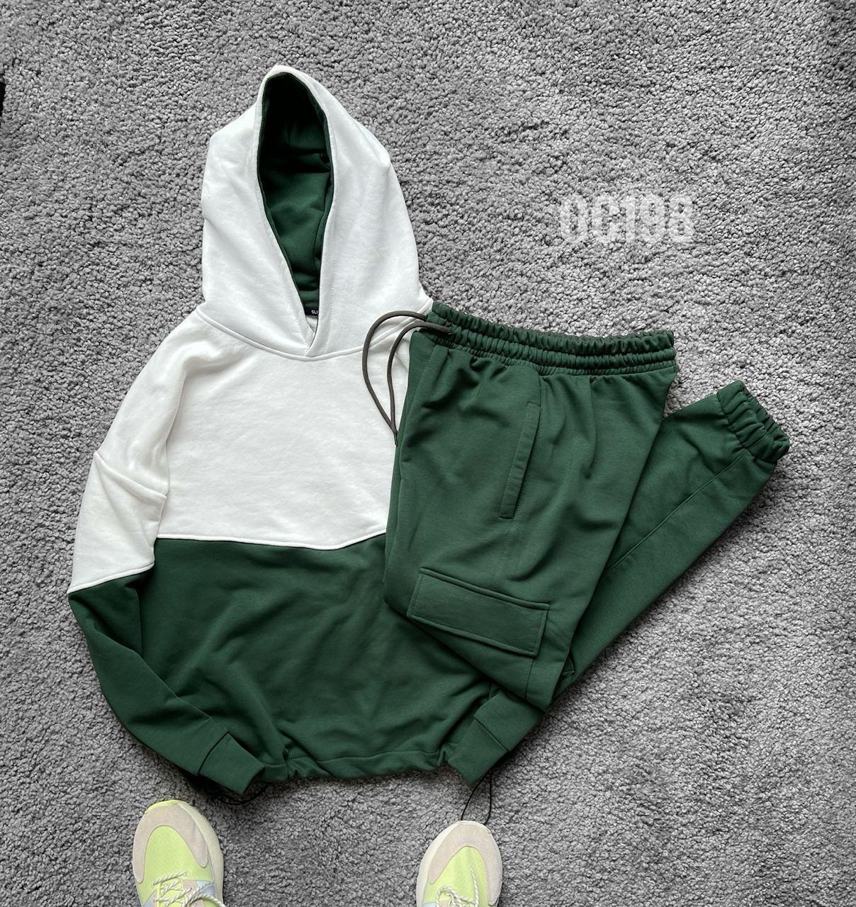 Чоловічий костюм штани та худі (зелений) ос 198 молодіжний спортивний весняний комплект для хлопців із капюшоном top, фото 1