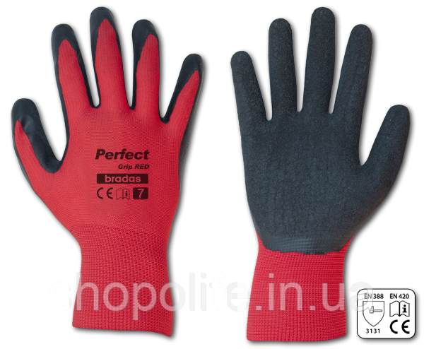 Рукавички захисні PERFECT GRIP RED латекс, розмір 7, RWPGRD7 Shopolife, фото 1