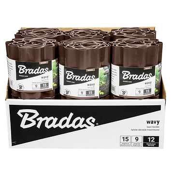 Газонний бордюр 9м х 25см Bradas Чехія хвилястий коричневий садовий для ланшафтного дизайну декоративний