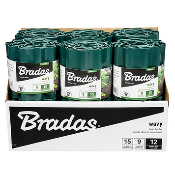Газонний бордюр 9м х 25см Bradas Чехія хвилястий зелений садовий для ланшафтного дизайну декоративний