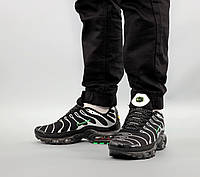 Мужские кроссовки Nike Air Max TN Plus (чёрные с серебристым) светоотражающие спорт кроссы К14207 тренд