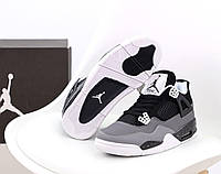 Мужские кроссовки Nike Air Jordan 4 (серые с чёрным) модные стильные качественные кроссы К13089 тренд