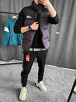 Мужская стильная жилетка (фиолетовая) Ng20 классная демисезонная одежда без капюшона для парней XL тренд