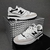 Мужские кроссовки New Balance 550 (белые с чёрным) стильные спортивные повседневные кроссы О10930 тренд