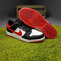 Мужские кроссовки Nike SB Dunk Low Pro (красные с чёрным и белым) низкие яркие цветные кеды О10948 44 тренд