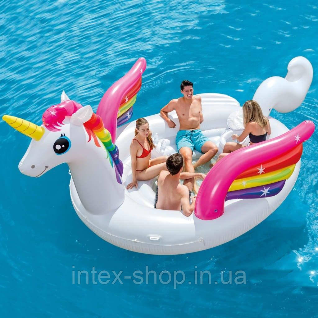 Надувний острів для вечірок Intex 57266 «Єдиноріг» (503х335х173 см)
