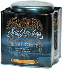 Чай чорний Sun Gardens Earl Grey з апельсином і ароматом бергамоту в жерстяній банці 150 грамів