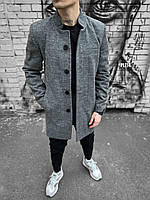 Мужское пальто классическое демисезонное (серое) splt14 стильное представительное кашемировое для парней тренд