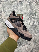 Мужские кроссовки Nike Air Jordan Retro 4 Taupe Haze (коричневые с чёрным) повседневные высокие кроссы I1231