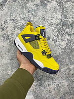 Мужские кроссовки Nike Air Jordan Retro 4 Lightning Tour Yellow (жёлтые с чёрным) низкие яркие кроссы I1261