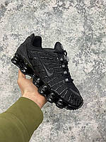 Мужские кроссовки Nike Shox LT All Black (чёрные) спортивные массивные комбинированные кроссы I1242 тренд