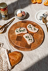 Кругла торцева обробна дошка діаметром 30 см з дуба та ясена з жолобом