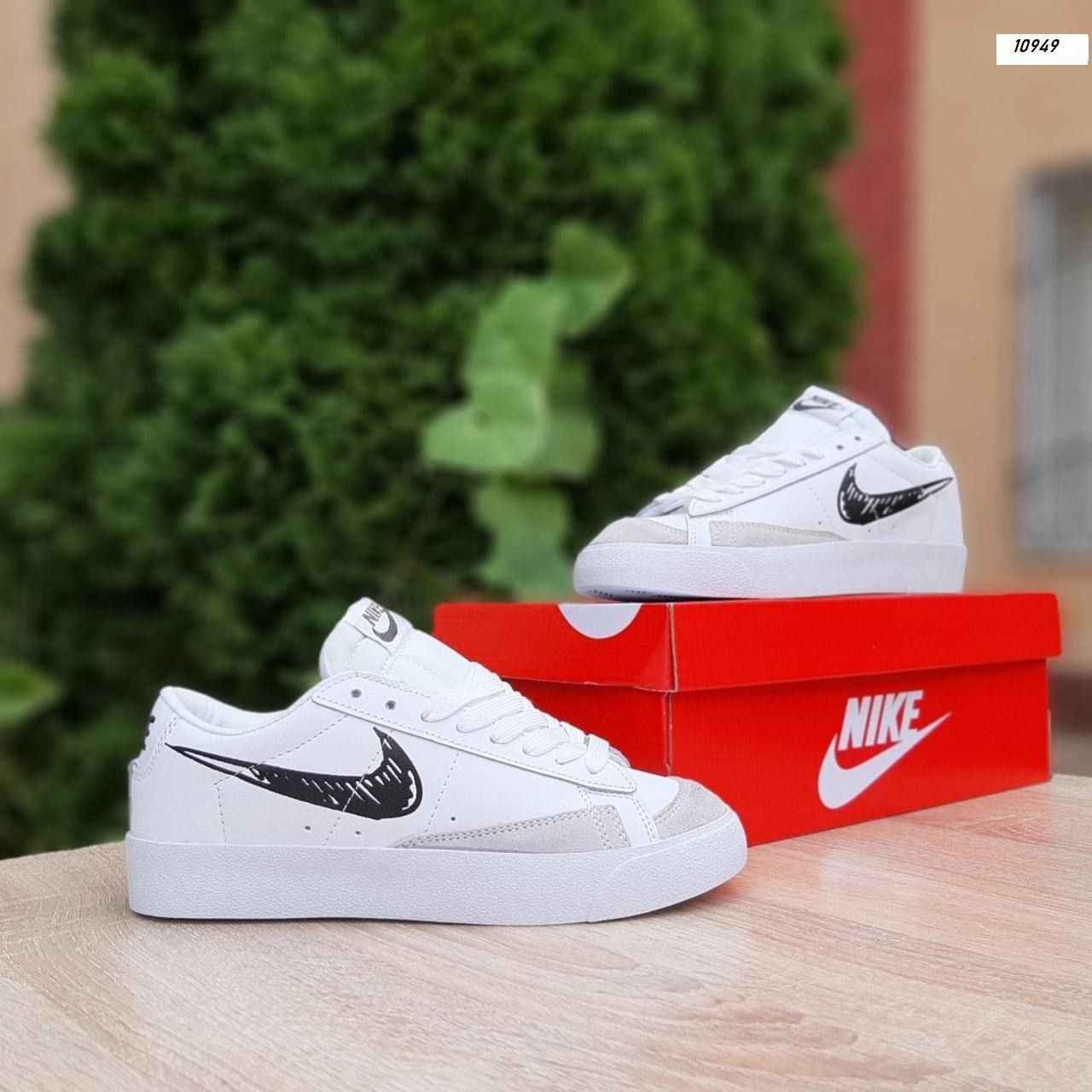 Чоловічі кросівки Nike blazer low (білі з чорним) низькі молодіжні демісезонні короткі кеди О10949 top