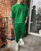 Мужской базовый костюм: футболка+штаны (зеленый) sko18b sko19b качественная повседневная спортивная одежда
