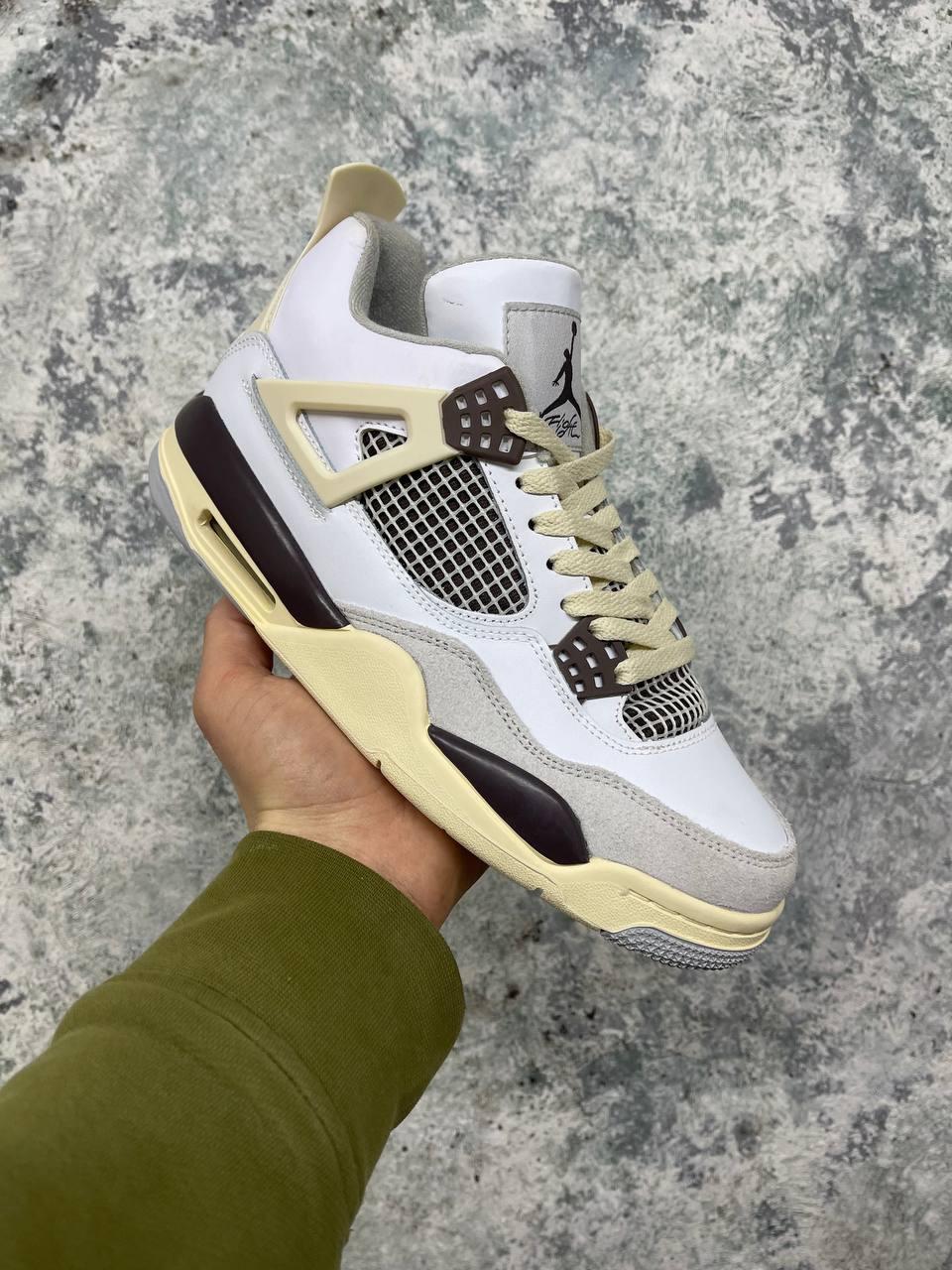 Чоловічі кросівки Nike Air Jordan Retro 4 Ma Maniere Beige Brown (білі із сірим і бежевим) круті кроси I1262 top, фото 1