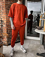 Мужской базовый костюм: футболка+штаны (красный) sko5 качественная повседневная спортивная одежда для парней