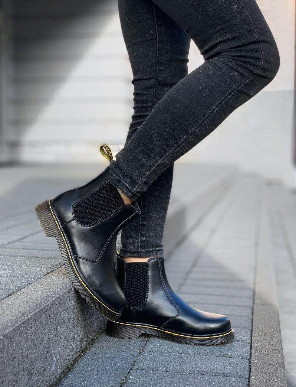 Женские ботинки Dr. Martens Chelsea Black (чёрные) низкие модные стильные демисезонные челси PD2057 тренд - фото 1 - id-p1823533264