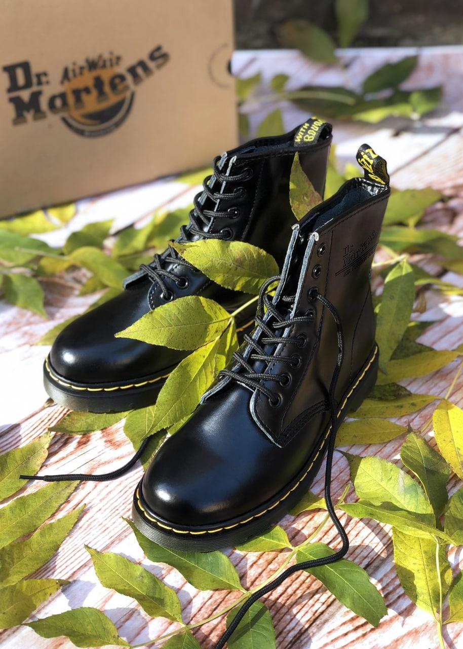 Женские ботинки Dr.Martens 1460 Black (чёрные) стильные весенне-осенние сапоги на шнуровке PD6926 тренд - фото 7 - id-p1823533269