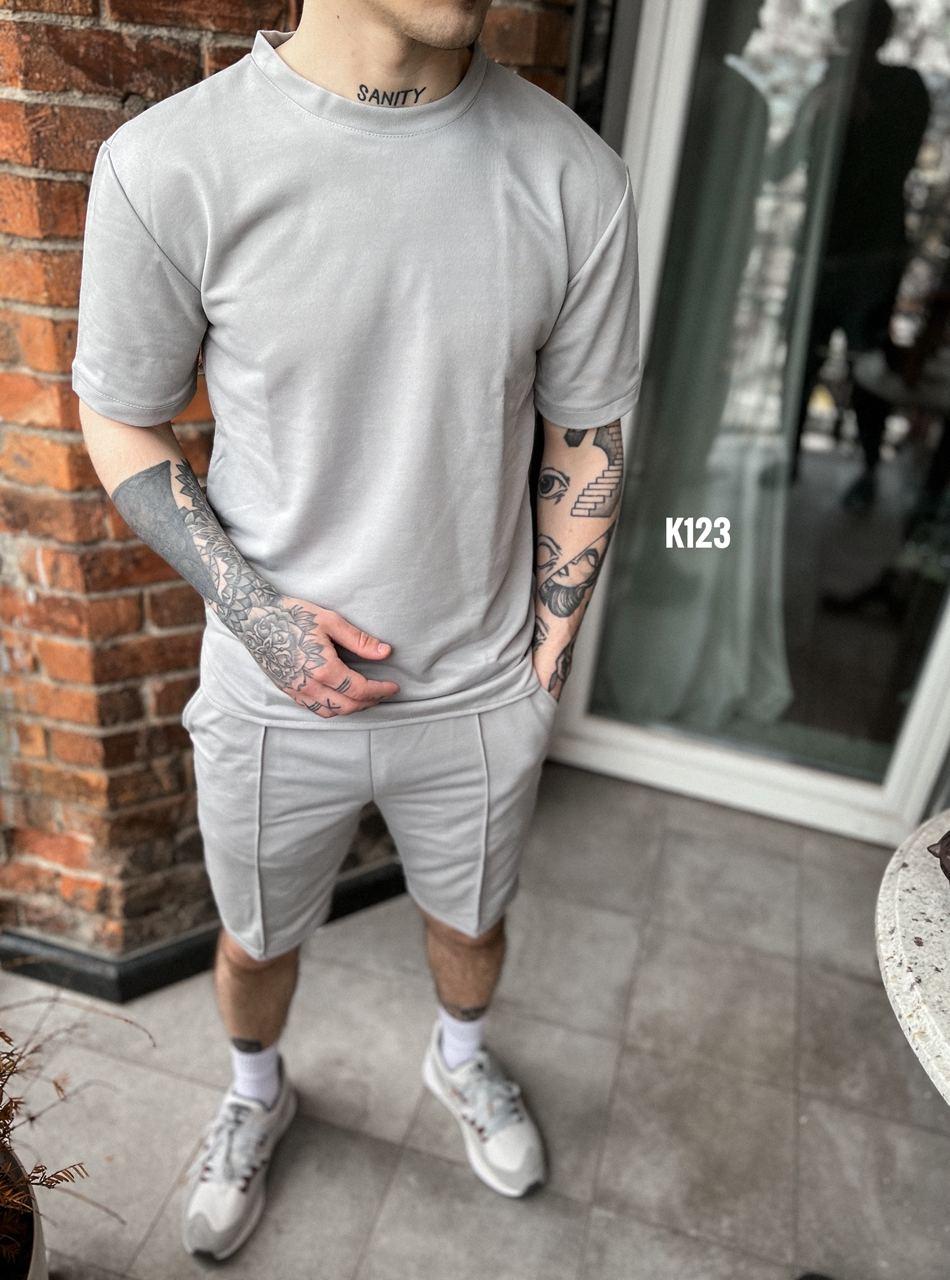 Чоловічий базовий костюм: футболка + шорти (білий) к123 якісний повсякденний спортивний одяг top, фото 1