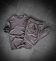Мужской базовый костюм: футболка+штаны (серый) k148 качественная повседневная спортивная одежда для парней