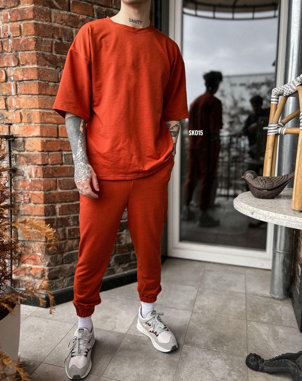 Чоловічий базовий костюм: футболка + штани (червоний) sko5 якісний повсякденний спортивний одяг для хлопців top, фото 1