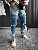Мужские базовые джинсы зауженные (синие) 6163 молодежные удобные без принтов и потертостей для парней тренд