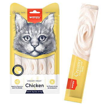 Wanpy Creamy Lickable Treats Chicken ВАНПІ Курка рідкі ласощі для котів 0.07кг
