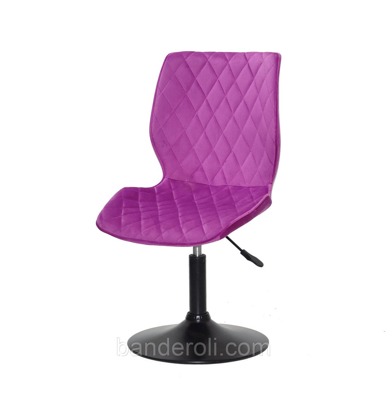 Стілець Toni BK-Base оксамит бузок В-1022 на чорній круглій опорі з регулюванням висоти сидіння, фото 1