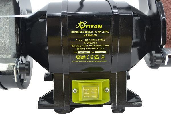 Комбинированный точильно-шлифовальный станок TITAN (Титан) KTSM150 с LED (250 Вт, 150 мм) Точило ленточное Топ - фото 4 - id-p1823536163