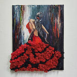 Картина ′Фламенко′ олійними фарбами та стабілізованим мохом, фото 4