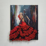 Картина ′Фламенко′ олійними фарбами та стабілізованим мохом, фото 6