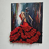 Картина ′Фламенко′ олійними фарбами та стабілізованим мохом, фото 3