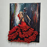 Картина ′Фламенко′ олійними фарбами та стабілізованим мохом, фото 2