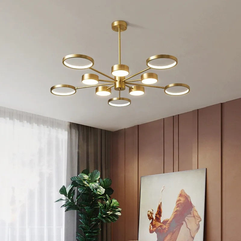 Дизайнерська Led люстра до 20 м² у шикарному золотому кольорі 110*110 см (P540-10BR)