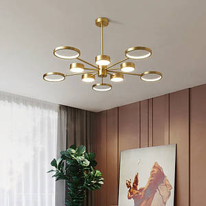 Дизайнерська Led люстра до 20 м² у шикарному золотому кольорі 110*110 см (P540-10BR)