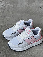 Светлая женская обувь Нью Беленс. Стильные кроссовки белые с розовым New Balance White/Pink.