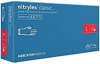 Рукавички нітрилові NITRYLEX Classic неопудрі діагностовані розмір L 100 шт. сині