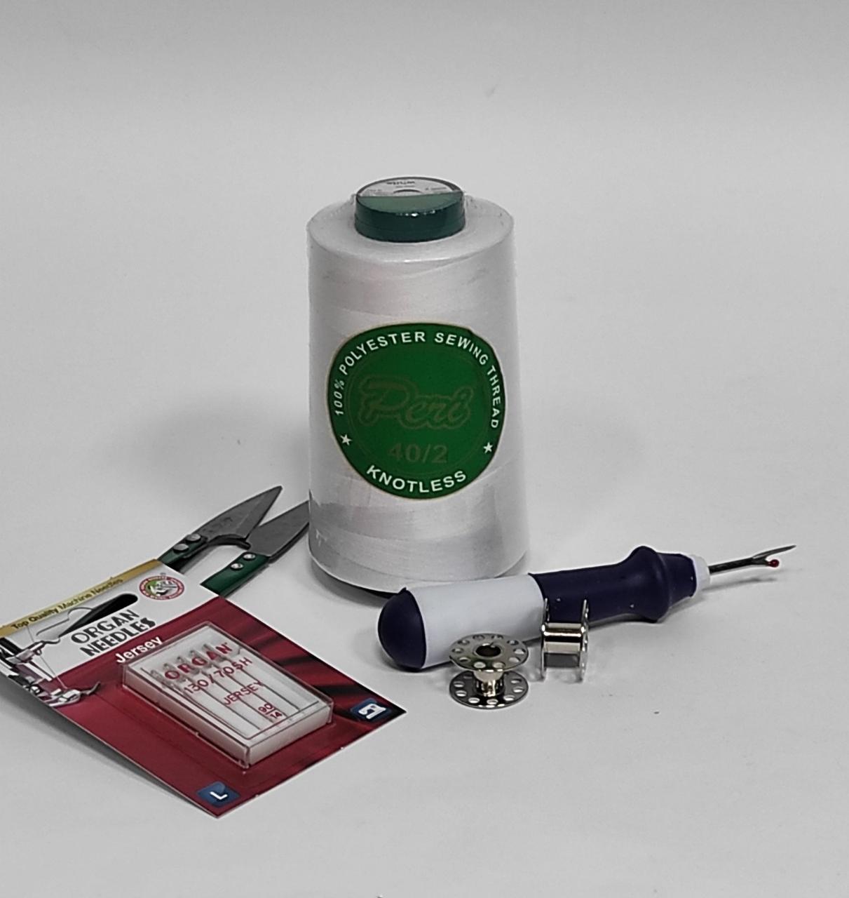 Нитки швейні універсальні Peri 40/2, 100% поліестер, 4000 ярдів, білі, фото 1