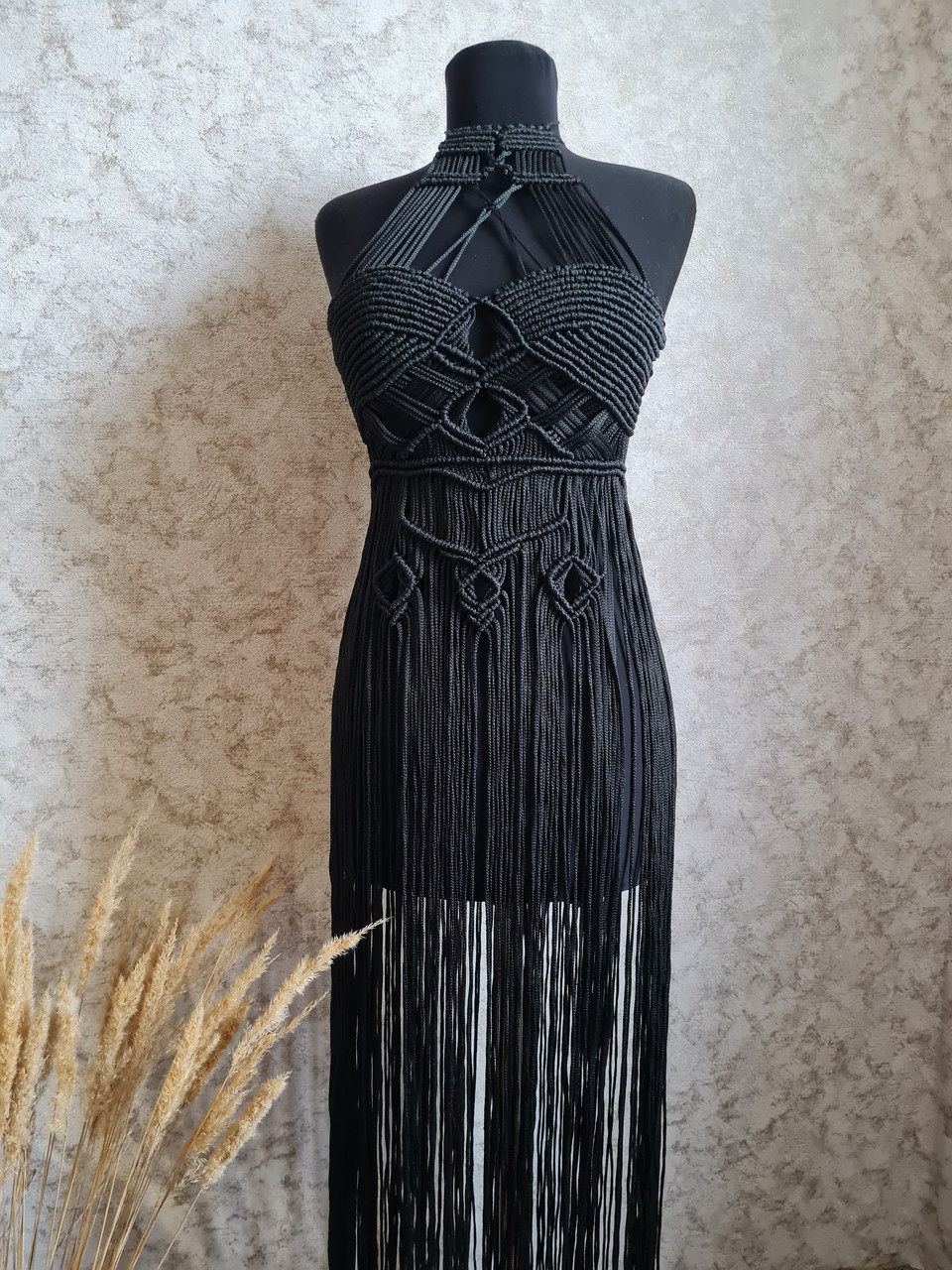 Сукня макраме чорного кольору, сукня для фотосесії, сексуальна сукня, парео, фото 1