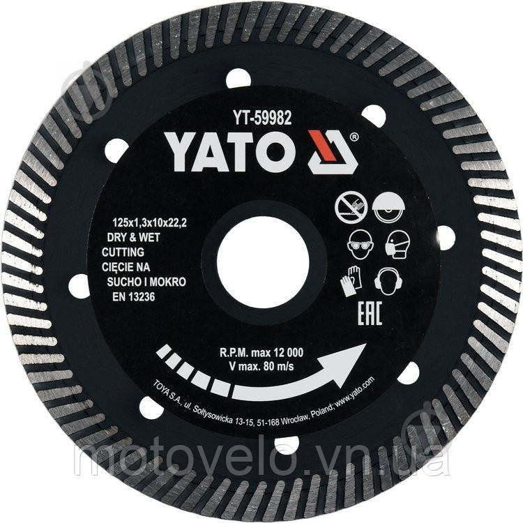 Диск відрізний алмазний Turbo Yato 125x1.3x22.2 (YT-59982)