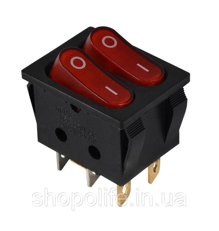 KCD2-5-2101N R+R/B 220V Переключатель 2 Клав. Красный с Подсветкой TNSy ...