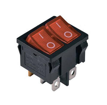 KCD1-6-2101N R+R/B 220 V Перемикач 2 клав. червоний з підсвіткою TNSy Shopolife