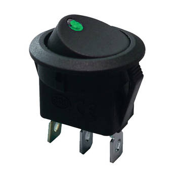 KCD1-8-101EN G/B 220V Перемикач 1 клав. круглий зелений з підсвіткою TNSy Shopolife