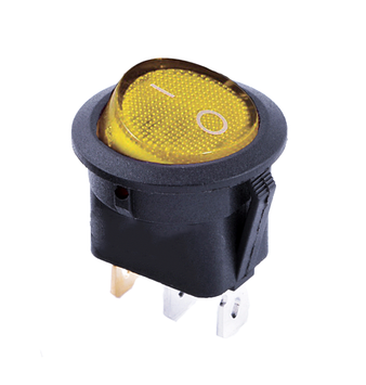 KCD1-8-101N Y/B 220V Перемикач 1 клов. круглий жовтий з підсвіткою TNSy Shopolife