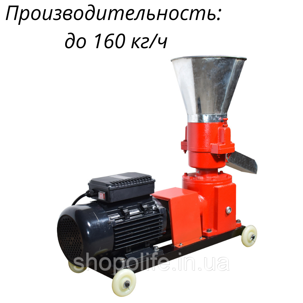 Гранулятор кормов Tеhno MS KL-140 для для переработки круп с мотором красный на колесиках для комбикорма - фото 1 - id-p1823543537
