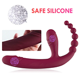 Анатомічний страпон із вібрацією, Вібро страпон вагінальний і анальний на пульті, Інтимні іграшки, фото 8