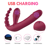 Анатомічний страпон із вібрацією, Вібро страпон вагінальний і анальний на пульті, Інтимні іграшки, фото 5